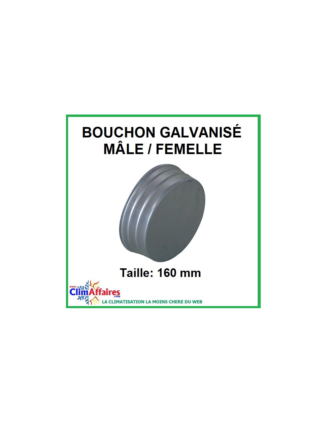 Bouchon diamètre 100 mm male-femelle galvanisé - 7,39€