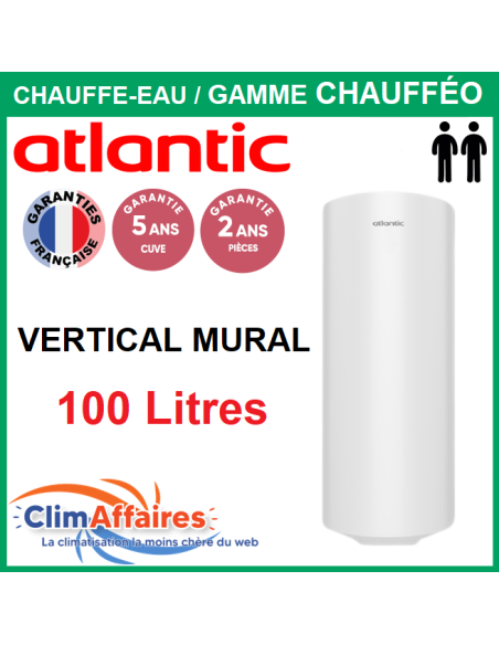 Chauffe-eau blindé Chaufféo horizontal mural - Atlantic - 100L - Mono -  Classe énergétique sanitaire : C