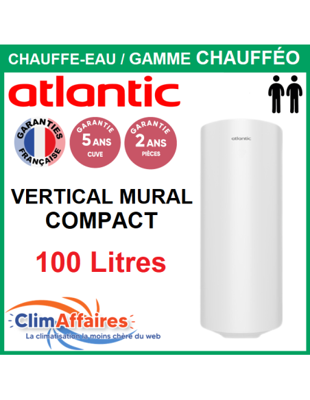 Atlantic 021225  Chauffe eau électrique Chaufféo blindé vertical mural  compact 100L