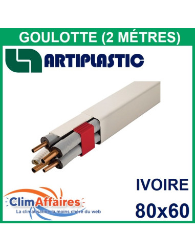 Goulotte Artiplastic 80x60 mm Ivoire - Longueur 2 mètres - 0812BCF
